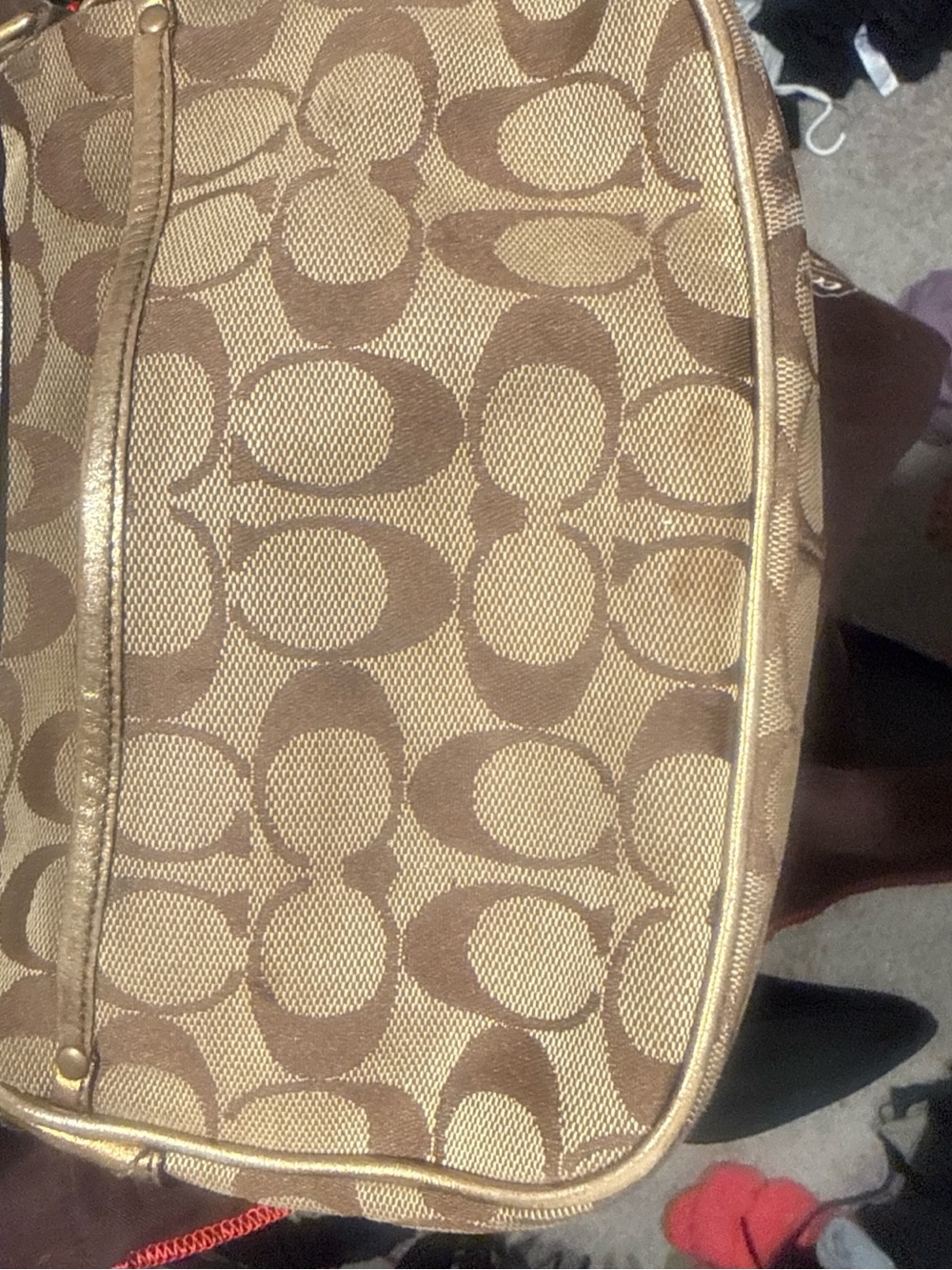 Coach Metallic Gold and Brown Signature Canvas Crossbody - Picture 2 of 3